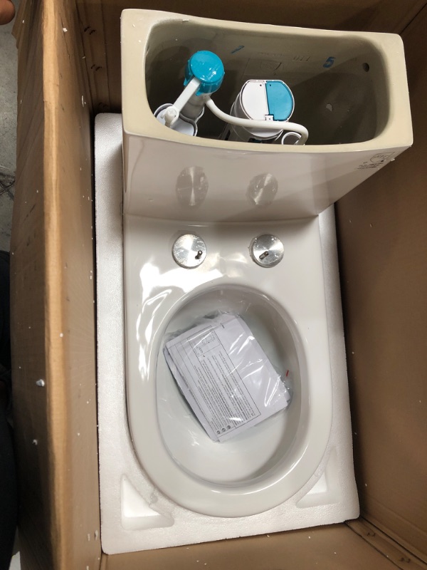 Photo 3 of *missing parts* HOROW HWMT-8733 Small Compact One Piece Toilet For Bathroom, Powerful & Quiet Dual Flush Modern Toilet, 12'' Rough-In Toilet & Soft Closing Seat Include, 25"D x 13.4"W x 28.4"H, White 12" Rough in