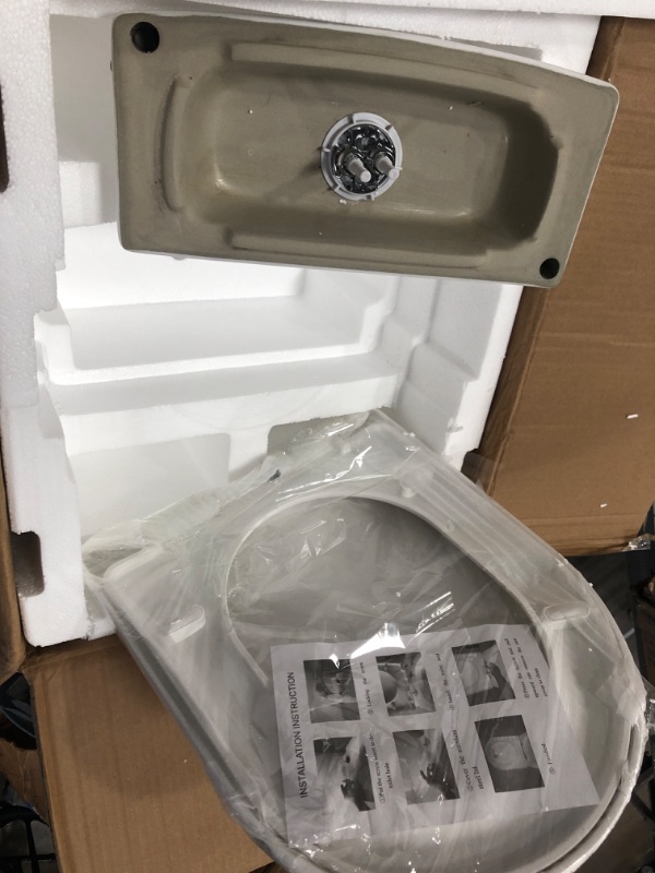 Photo 2 of *missing parts* HOROW HWMT-8733 Small Compact One Piece Toilet For Bathroom, Powerful & Quiet Dual Flush Modern Toilet, 12'' Rough-In Toilet & Soft Closing Seat Include, 25"D x 13.4"W x 28.4"H, White 12" Rough in