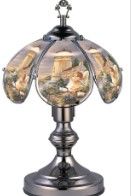 Photo 1 of (MAJOR DAMAGE) 14.25-INCH ANTIQUE BRONZE TOUCH LAMP WITH LIGHTHOUSE THEME
