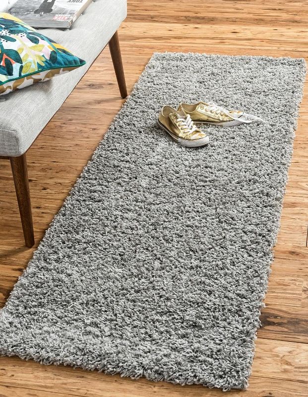 Photo 1 of  Solid Shag Collection Area Rug (2' x' 5" Runner, Cloud Gray)