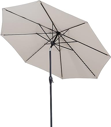 Photo 1 of grey-Tempera 9' Outdoor Market Patio Table Umbrella with Push Button Tilt and Crank,Large Sun Umbrella with Sturdy Pole&Fade resistant canopy,Easy to set
