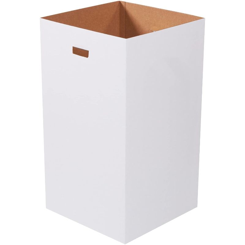 Photo 1 of BOX USA Corrugated Trash Can Plain, 50 Gallon, 18' x 18' x 36', White, 8 Bundle
