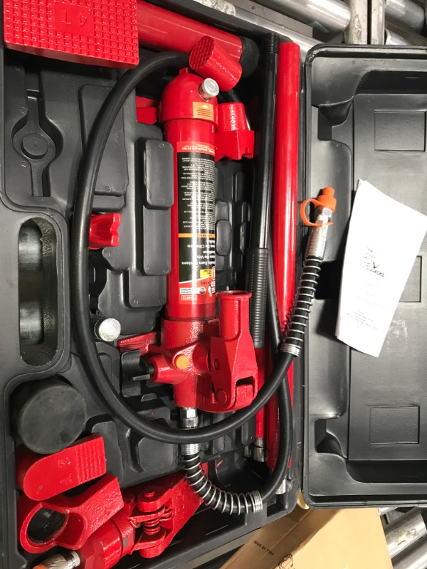 Photo 2 of BIG RED T70401S Torin Portable Hydraulic Ram: Auto Body Frame Repair Kit with Blow Mold Carrying Storage Case, 4 Ton (8,000 lb) Capacity, Red