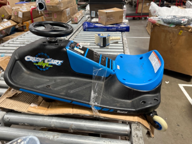 Photo 1 of Razor Crazy Cart Shift for Kids Ages 6+ (Low Speed) 8+ (High Speed) - 12V Electric Drifting Go Kart for Kids - High/Low Speed Switch and Simplified Drifting System, for Riders up to 120 lbs,Black/Blue
