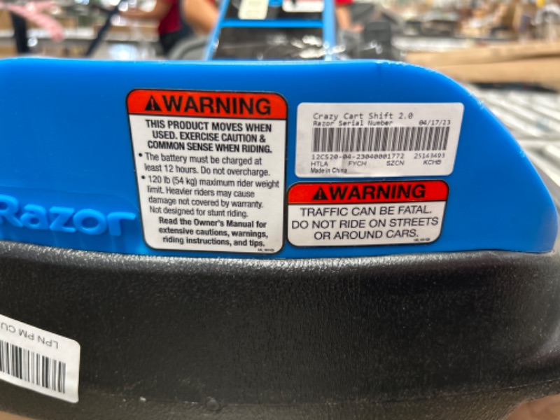 Photo 1 of Razor Crazy Cart Shift for Kids Ages 6+ (Low Speed) 8+ (High Speed) - 12V Electric Drifting Go Kart for Kids - High/Low Speed Switch and Simplified Drifting System, for Riders up to 120 lbs,Black/Blue
