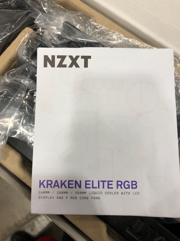 Photo 4 of NZXT Kraken Elite RGB 360-360mm AIO CPU Liquid Cooler - Customizable 2.36"" Wide-Angle LCD Display for GIFS, Images, Performance Metrics - High-Performance Pump - 3 x F120 RGB Core Fans - Black Kraken Elite RGB 360mm Radiator Black