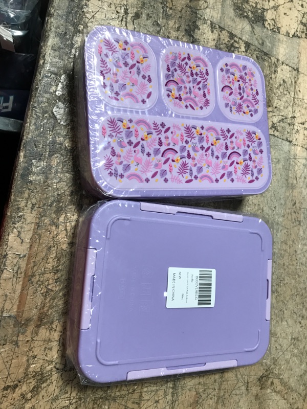 Photo 2 of 2 PACK Leak-Proof Bento-Style Lunch Box for Kids Adults Girls Boys, 4 separate leak-proof compartments - Bento Box Perfect for Kids 7+ and Teens, Microwave/Dishwasher Safe, BPA-Free & Sustainable (lilac)