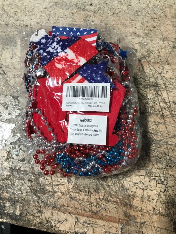 Photo 2 of ALLCOLOR 4th of July Patriotic Party Favor Necklaces, 20 PCS Red White Blue Star Bead Necklaces with Pendants for 4th/Fourth of July Party Supplies, Parade Decorations,Independence Day Accessorie 20PCS Necklaces