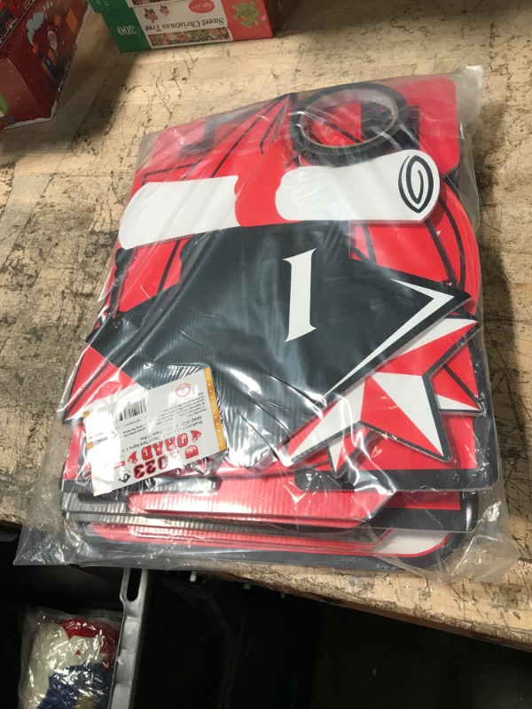 Photo 1 of Graduation Yard Sign 2023 with Stakes, Large 2023 Graduation Lawn Signs Set (13 Pcs in Red and Black with Personalized Name DIY Board) Versatile Graduation Decorations for Grad Party Indoor or Outdoor GRAD in Red and Black 13 Pcs