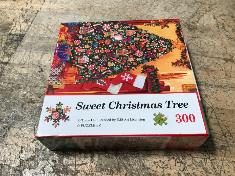 Photo 2 of 300 Piece Christmas Tree Puzzle for Adults Seniors Large Pieces Candy Cane Gingerbread Man House Holiday Family Puzzle Gifts for All Puzzlers