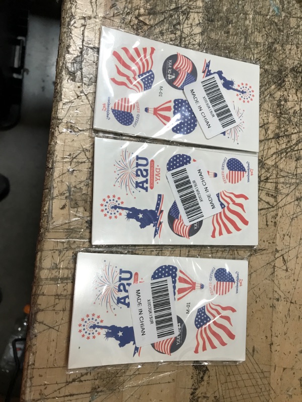 Photo 2 of 3 PACK 10pcs 4th of July Temporary Tattoo Sticker 4th of July Accessories Decorations Tattoo Sticker USA Flag Designs 4th of July Party Supplies Body Sticker Water Transfer Waterproof for Party Body Face Makeup (Body 02)