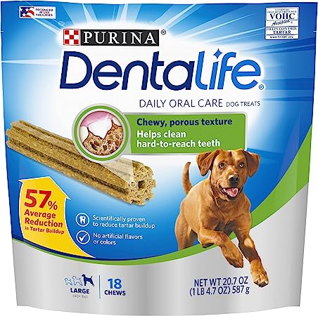 Photo 1 of **EXPIRES  JULY2024** Purina DentaLife Made in USA Facilities Large Dog Dental Chews, Daily - 18 ct. Pouch
