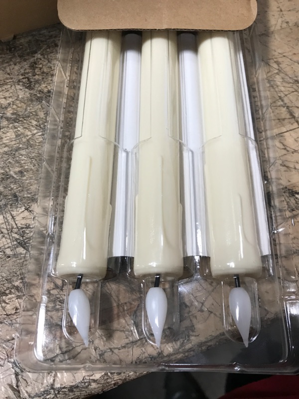 Photo 2 of 5plots 9.6 Inch Flameless Taper Candles with Remote&timer, Battery Operated Taper Candles, Led Taper Candles Flickering, Ivory Plastic Led Candlesticks, Flameless Candlesticks for Christmas Decor 3pcs Ivory 9in