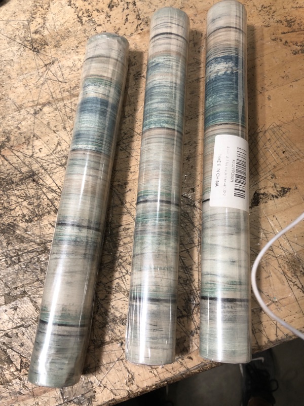 Photo 2 of 11.8" X 78.7" Blue Wood Wallpaper Self-Adhesive Distressed Peel and Stick Countertop Removable Wooded Wall Paper Decorative Wall Covering Vintage Wood Panel 11.8’‘x78.7''---3 ITEMS 