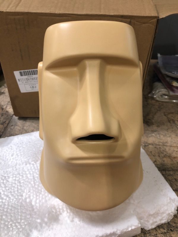 Photo 1 of 1Pc Facial Tissue Holder Moai Statue Design Tissue Box Ceramic Napkin Case
