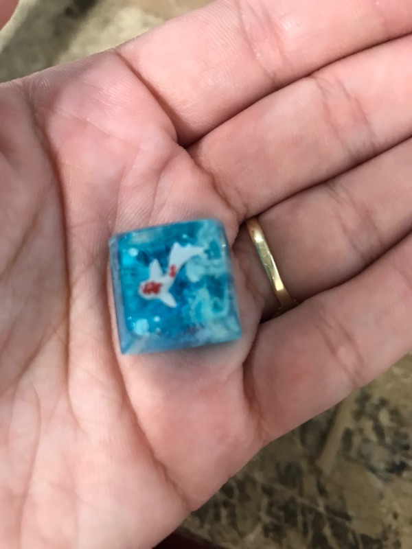 Photo 2 of OceanKey Artisan Keycaps for DIY Replacement and Decoration, Handmade Resin Keycaps Koi Fish, Resin Keycaps for Switch Gaming, Cherry MX Mechanical Keyboards (Blue)