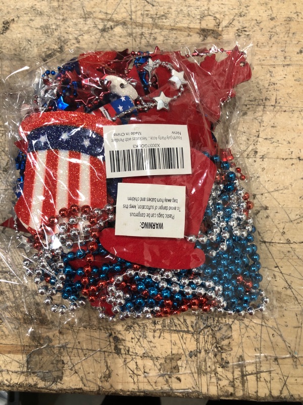 Photo 2 of ALLCOLOR 4th of July Patriotic Party Favor Necklaces, 20 PCS Red White Blue Star Bead Necklaces with Pendants for 4th/Fourth of July Party Supplies, Parade Decorations,Independence Day Accessorie 20PCS Necklaces