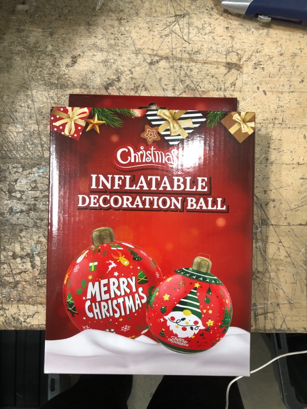 Photo 2 of 20 Inch Inflatables Christmas Ornament Ball Large Outdoor Christmas Blow Up Yard Decorations with LED Lights and Remote Control for Outside Holiday Yard Lawn Garden Decor