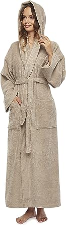 Photo 1 of Arus Women's Hooded Classic Full Length Bathrobe Turkish Cotton Ankle Long Robe MEDIUM