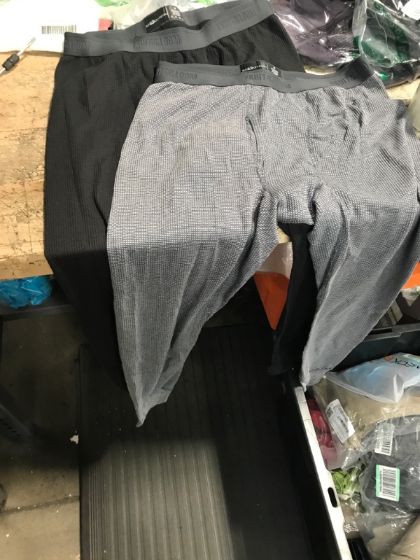 Photo 2 of FRUIT OF THE LOOM LONGJOHNS BLACK AND GREY 2PK MEDIUM