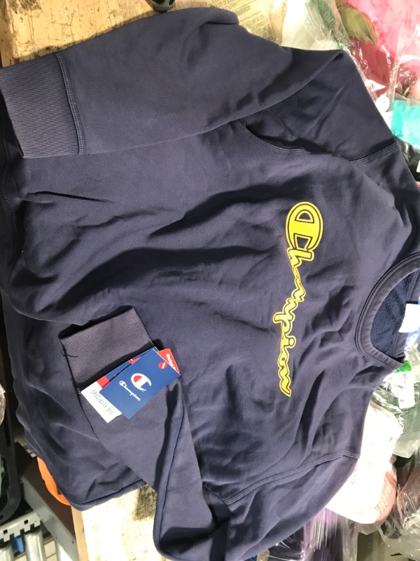 Photo 1 of CHAMPION CREWNECK SWEATER NAVY BLUE AND YELLOW CHAMPION