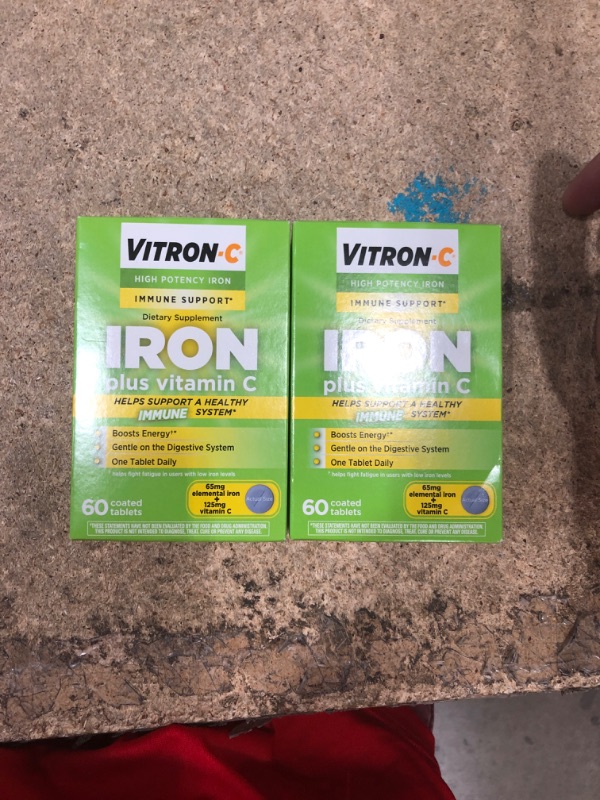 Photo 2 of 2 pack of Vitron-C Iron Supplement & Immune Support, Once Daily, High Potency Iron with Vitamin C, Dye Free Tablets, 60 Count 60 Count (Pack of 1) Immunity