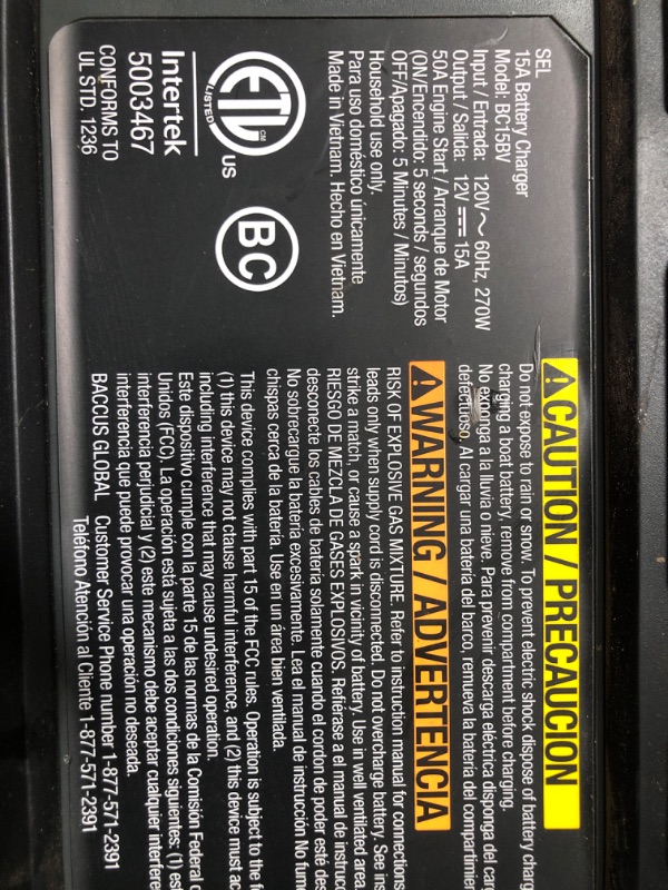 Photo 1 of Vector 15 Amp Automatic 12V Battery Charger with 50 Amp Engine Start and Alternator Check