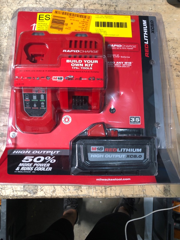 Photo 2 of Milwaukee 48-59-1880 M18 REDLITHIUM HIGH OUTPUT XC 8 Ah Lithium-Ion Battery and M18 /M12 Charger Kit