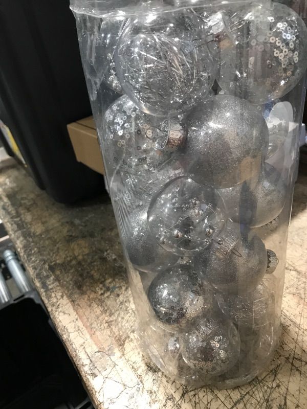 Photo 1 of 24PCS Christmas Balls Ornaments 2.4'' Shatterproof Christmas Tree Ornaments Set Silver and Clear Decorative Hanging Ornaments for Xmas Tree Party Holiday Decoration, Briful Silver #02 2.36"/24pcs