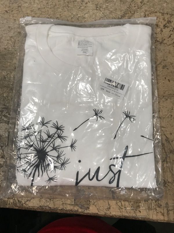 Photo 2 of Dandelion Graphic T Shirt Women Just Breathe Casual Loose Fit T Shirts Print Tees Top Summer Short Sleeve Shirts XX-Large White