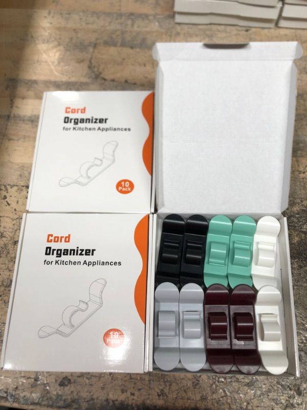 Photo 1 of 3 PACKS OF 10 PCS Cord Organizer for Kitchen Appliances, 2022 New Upgraded Cord Organizer Cord Winder Cord Wrapper Cord Keeper Cord Holder Stick on Coffee Maker, Air Fryer, Pressure Cooker, Mixer, Toaster 2*Black 2*White 2*Grey 2*Red 2*Green 10 PCS