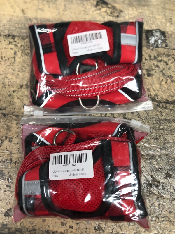 Photo 2 of 2 PACK OF Dog Harness for Small Dogs No Pull, Frienperro Small Dog Harness and Leash Set, Puppy Harness for Small Dogs, Adjustable Reflective Dog Vest, Dog Harnesses, Medium M (Chest 16"-18") Red & Black