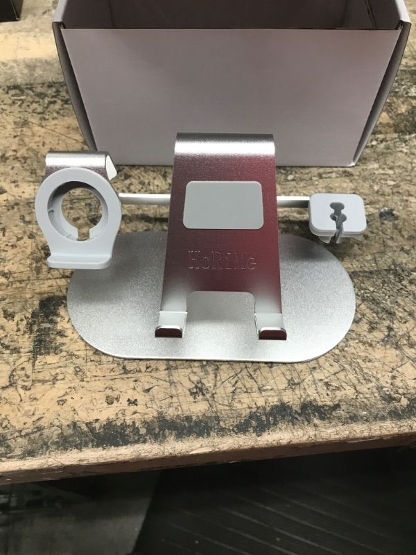 Photo 1 of 3 in 1 Aluminum Charging Station for Apple Watch Charger Stand Dock for iWatch Series 4/3/2/1,iPad,AirPods and iPhone Xs/X Max/XR/X/8/8Plus/7/7 Plus /6S /6S Plus/ Silver
