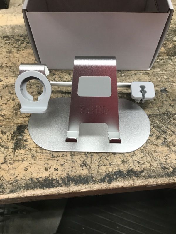 Photo 2 of 3 in 1 Aluminum Charging Station for Apple Watch Charger Stand Dock for iWatch Series 4/3/2/1,iPad,AirPods and iPhone Xs/X Max/XR/X/8/8Plus/7/7 Plus /6S /6S Plus/ Silver