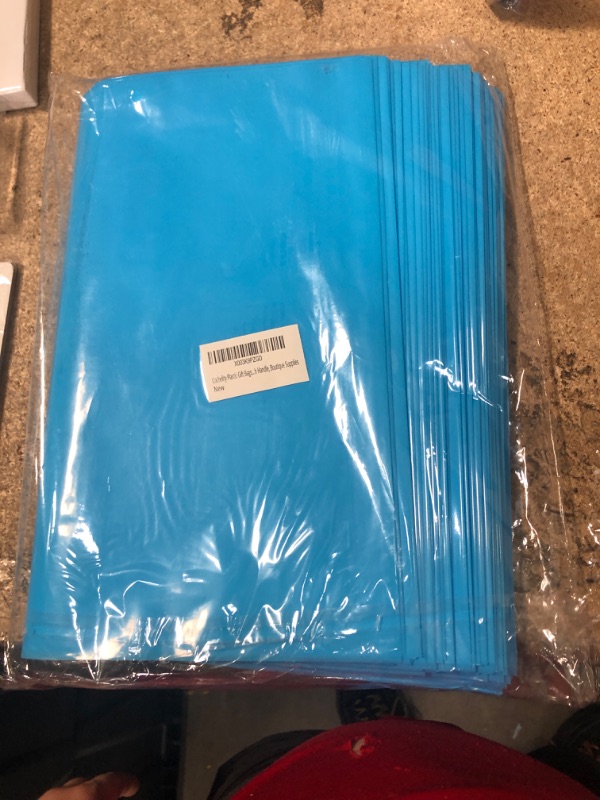 Photo 2 of *BLUE* Cochelity Plastic Gift Bags 100Pcs, 12x15Inch 2.76mil Large Shopping Bags, Goodie Bag for Wedding, Birthday, Small Business, Reusable Grocery Bag, Party Favor Bag, Boutique bag,Retail Bag with Handle Black 12inch*15inch