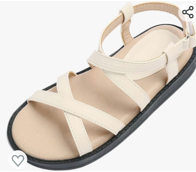 Photo 1 of kkdom Girls Cross Strappy Sandals Open Toe Summer Flats Dress Sandals Shoes (Toddler/Little Kid/Big Kid) Size 2Y
