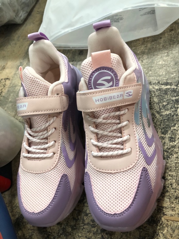 Photo 2 of HOBIBEAR Boys Girls Sneakers Lightweight Breathable Tennis Sports Running Shoes for Little Kids/Big Kids 3.5 Big Kid Pink