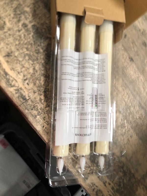 Photo 2 of 5plots 9.6 Inch Flameless Taper Candles with Remote&timer, Battery Operated Taper Candles, Led Taper Candles Flickering, Ivory Plastic Led Candlesticks, Flameless Candlesticks for Christmas Decor 3pcs Ivory 9in