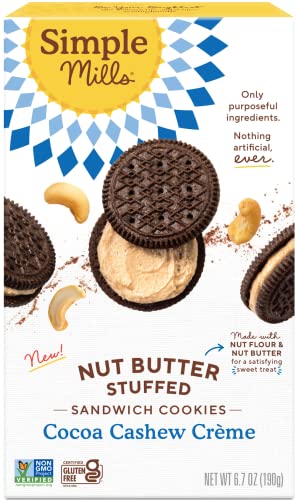 Photo 1 of **EXPIRES AUG06/2023** Simple Mills Nut Butter Stuffed Sandwich Cookies Cocoa Cashew Creme 6.7 Oz
SET OF 2