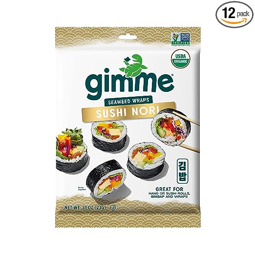 Photo 1 of **EXPIRES JUNE 2024**gimMe Organic Roasted Seaweed - Restaurant-style Sushi Nori Sheets - 0.81 Ounce
SET OF 18