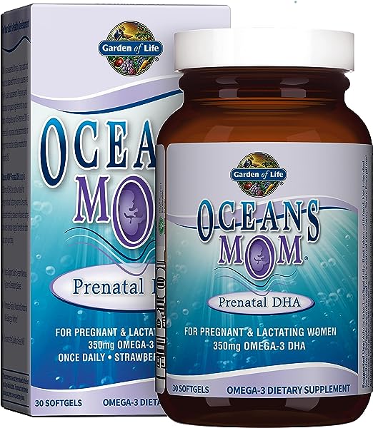 Photo 1 of **EXPIRES SEP2023** Garden of Life Oceans Mom Prenatal Fish Oil DHA, Omega 3 Fish Oil Supplement - Strawberry, 350mg Prenatal DHA Pregnancy Fish Oil Support for Mamas, Babys Brain & Eye Development, 30 Small Softgels
