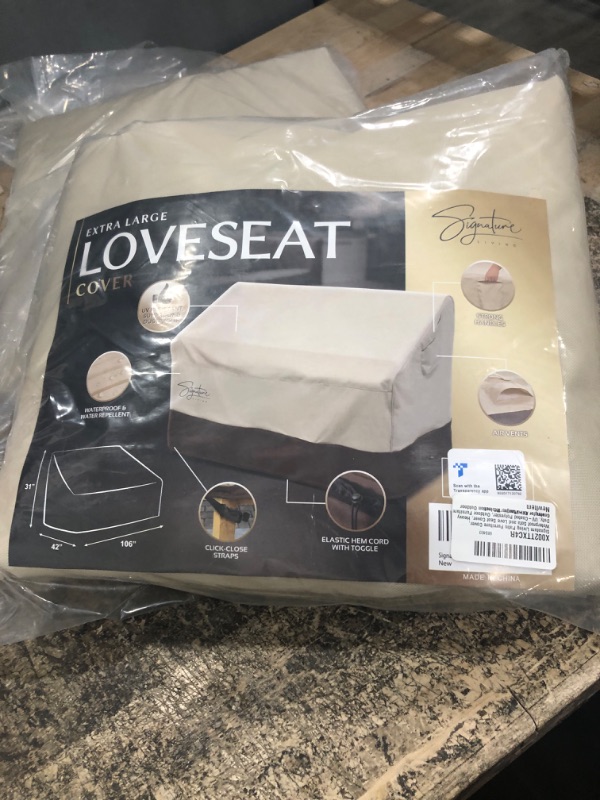 Photo 2 of **LOVESEAT COVER** Signature Living Patio Furniture Set Cover - Outdoor Table and Chair Set Covers, Outdoor Sectional Cover, Outdoor Couch - Heavy Duty, UV Resistant & Waterproof - 106 Inch L x 90 Inch W x 31 Inch H. XL Patio Set (106 inch)