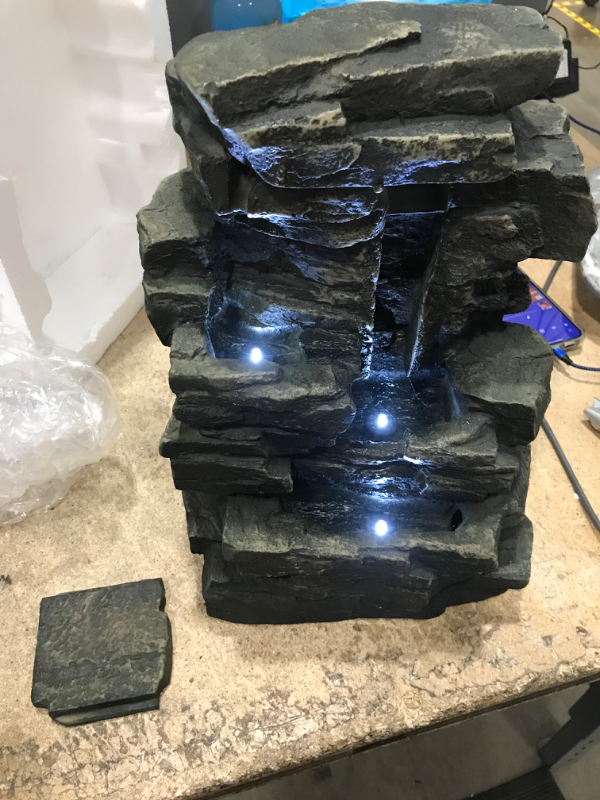 Photo 2 of ***POWERS ON*** Alpine Tabletop Fountain with LED Light, Waterfall