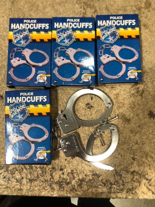 Photo 2 of  4 PACK OF Lihanvil Handcuffs Double Lock, Steel Police Edition Professional Grade Handcuffs,JOGDRC Handcuffs with Keys