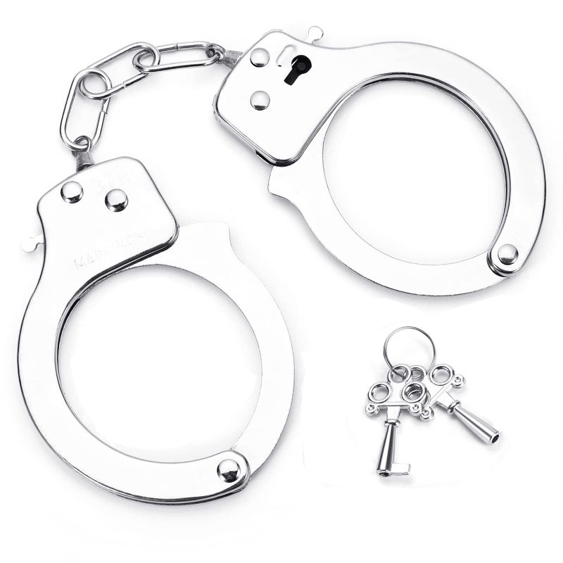 Photo 1 of  4 PACK OF Lihanvil Handcuffs Double Lock, Steel Police Edition Professional Grade Handcuffs,JOGDRC Handcuffs with Keys