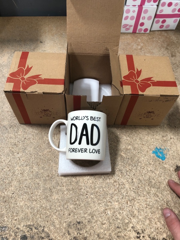 Photo 2 of 3 pack of Fathers Day Dad Coffee Mug Dad Birthday's Novelty Coffee Cup with Box and Card Fathers Day Present Gifts from Child Daughter Son Kids for Fathers Day, Birthday (World's Best)