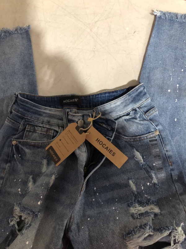 Photo 4 of HOCAIES Womens Boyfriend Jeans Distressed Size 10 New Blue-04