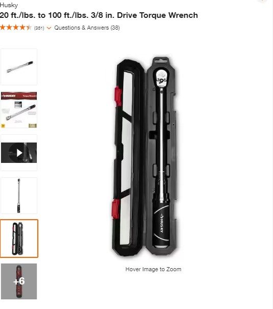 Photo 1 of 20 ft./lbs. to 100 ft./lbs. 3/8 in. Drive Torque Wrench
