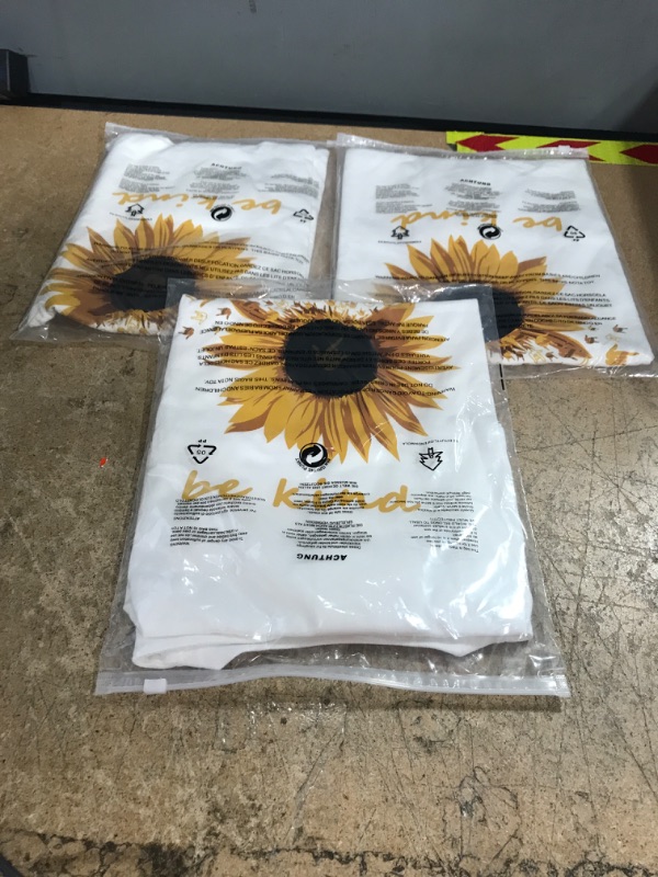 Photo 2 of 3 PACK OF Laiyuan Sunflower Shirts for Women Flower Graphic Tees Shirts Inspirational Tees Casual Loose Letter Print Shirt Tops Large White1