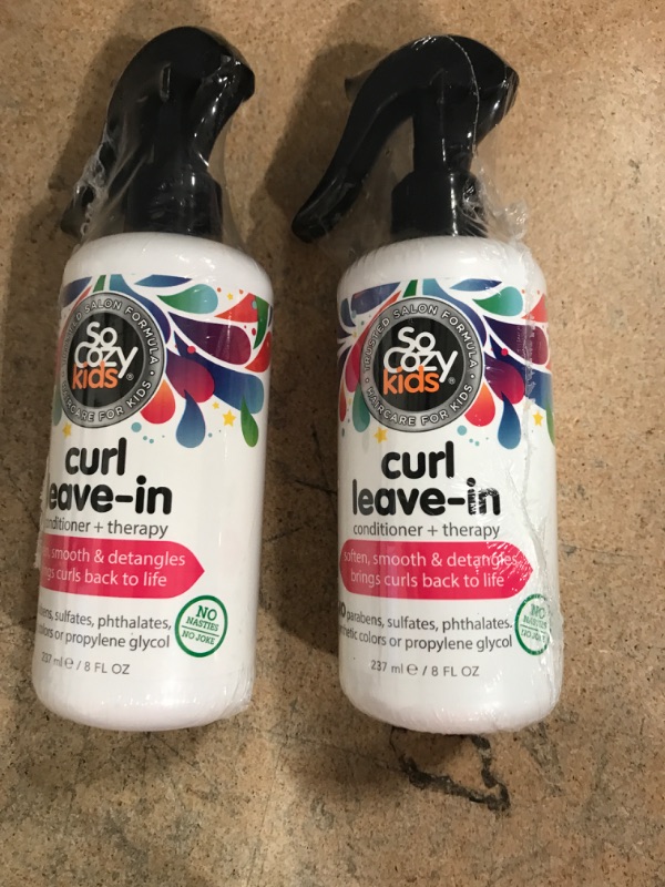 Photo 2 of 2 PACK SoCozy, Curl Spray LeaveIn Conditioner For Kids Hair Detangles and Restores Curls No Parabens Sulfates Synthetic Colors or Dyes, Jojoba Oil,Olive Oil & Vitamin B5, Sweet-Pea, 8 Fl Oz 8 Fl Oz (Pack of 1)